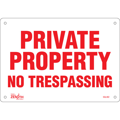 "Private Property" Sign, 7" x 10", Plastic, English Auto-Cam