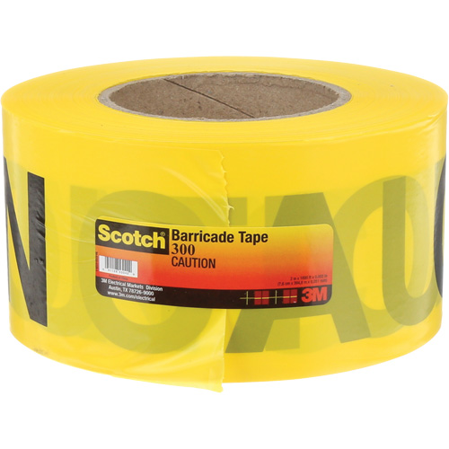 Scotch&reg; Buried Barricade Tape, English, 3" W x 1000' L, 2 mils, Black on Yellow Auto-Cam