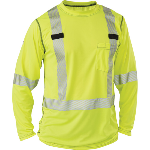 Polartec&reg; Power Grid&reg; High-Visibility Long Sleeve T-Shirt, Polyester, 2X-Large, High Visibility Lime-Yellow Auto-Cam