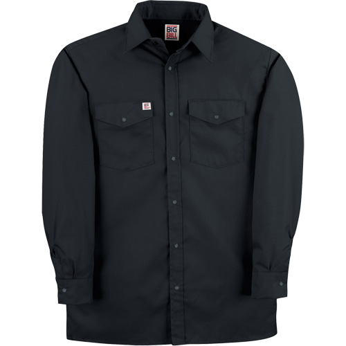 Twill Work Shirt with Snap, Men's, Medium (Tall), Black Auto-Cam