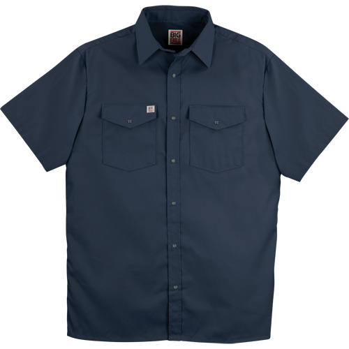Chemise de travail &agrave; manches courtes en tissu crois&eacute; avec boutons-pression, Hommes, Moyen (grande taille), Bleu marin Auto-Cam