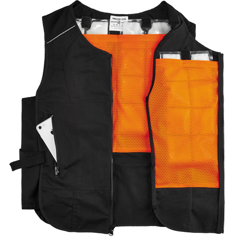Veste de refroidissement &agrave; changement de phase l&eacute;g&egrave;re avec sachets 6260 Chill-Its, Petit/Moyen, Noir Auto-Cam