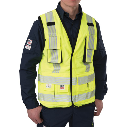 Veste antid&eacute;chirure pour arpenteur, Jaune lime haute visibilit&eacute;, Petit, Polyester Auto-Cam