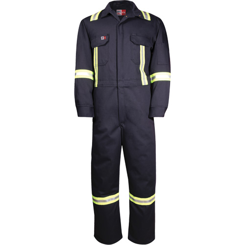 Westex UltraSoft&reg; Deluxe Coveralls with Reflective Material, Size 36, Navy Blue, 8.7 cal/cm² Auto-Cam