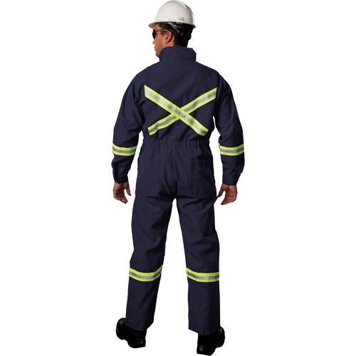 Westex UltraSoft&reg; Deluxe Coveralls with Reflective Material, Size 36, Navy Blue, 8.7 cal/cm² Auto-Cam