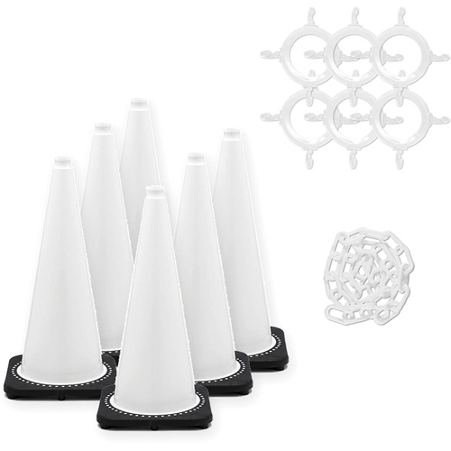 Traffic Cone & Chain Kit, 28", White Auto-Cam