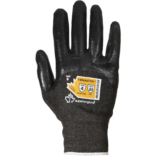 Gants en tricot de fibre filament composite ultrafin, Taille 5, Calibre 18, Rev&ecirc;tement Mousse de nitrile, Enveloppe en TenActiv, ASTM ANSI niveau A4 Auto-Cam