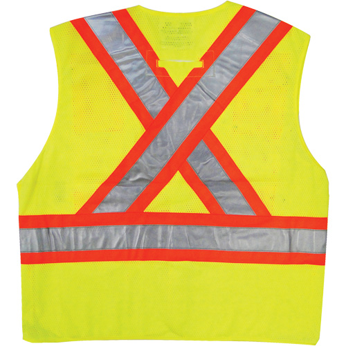 Safety Vest, High Visibility Lime-Yellow, 2X-Large/3X-Large, Polyester Auto-Cam