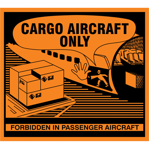 "Cargo Aircraft Only" Handling Labels, 4-3/4" L x 4-1/4" W, Orange Auto-Cam