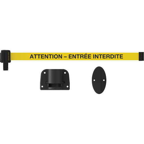 Plus Wall Mount Barrier System, Plastic, Screw Mount, 15', Yellow Tape Auto-Cam