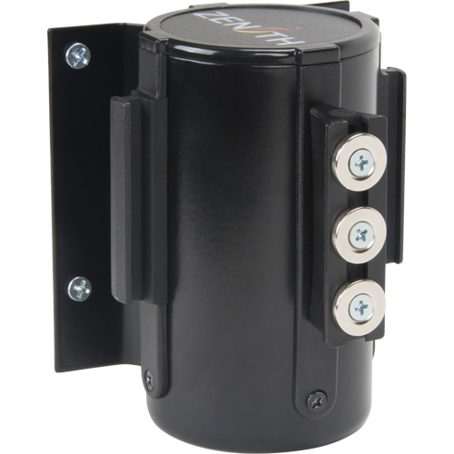 Barri&egrave;re &agrave; fixation murale avec ruban magn&eacute;tique, Acier, Fixation par vis, 12', Ruban Noir Auto-Cam