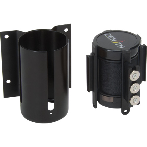 Barri&egrave;re &agrave; fixation murale avec ruban magn&eacute;tique, Acier, Fixation par vis, 12', Ruban Noir Auto-Cam