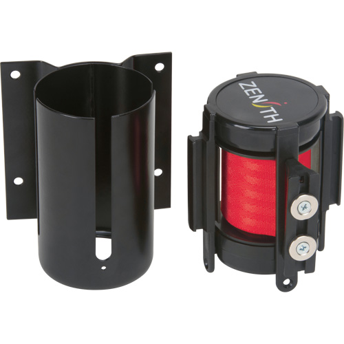 Barri&egrave;re &agrave; fixation murale avec ruban magn&eacute;tique, Acier, Fixation par vis, 7', Ruban Rouge Auto-Cam