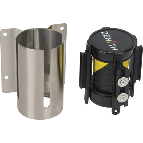 Barri&egrave;re &agrave; fixation murale avec ruban magn&eacute;tique, Acier, Fixation par vis, 7', Ruban Noir et jaune Auto-Cam