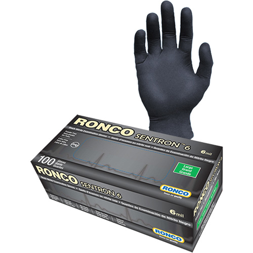 Sentron 6 Disposable Examination Gloves, Small, Nitrile, 6-mil, Powder-Free, Black, Class 2 Auto-Cam