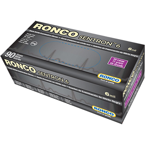 Sentron 6 Disposable Examination Gloves, 2X-Large, Nitrile, 6-mil, Powder-Free, Black, Class 2 Auto-Cam