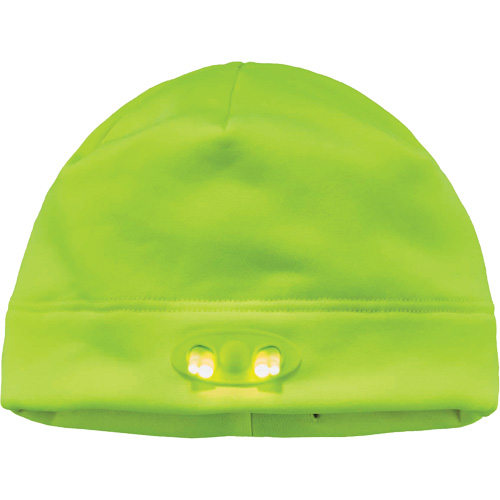 N-Ferno&reg; Skull Cap Beanie Hat with LED Lights, One Size, High-Visibility Lime Green Auto-Cam