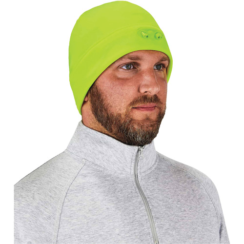 N-Ferno&reg; Skull Cap Beanie Hat with LED Lights, One Size, High-Visibility Lime Green Auto-Cam