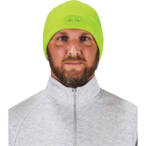 N-Ferno&reg; Skull Cap Beanie Hat with LED Lights, One Size, High-Visibility Lime Green Auto-Cam