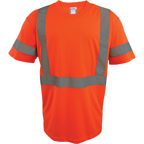 Short Sleeve Safety T-Shirt, Polyester, 2X-Large, High Visibility Orange Auto-Cam