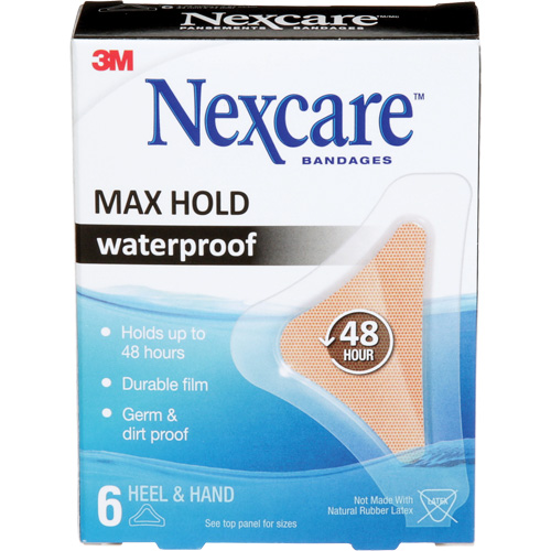Nexcare Max-Hold Waterproof Bandages, Hand/Heel, 3-1/2", Plastic, Sterile Auto-Cam