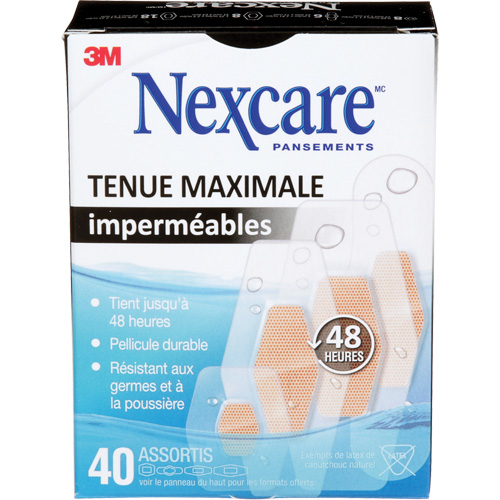 Pansements imperm&eacute;ables &agrave; tenue maximale Nexcare, Assorti, Plastique, St&eacute;rile Auto-Cam