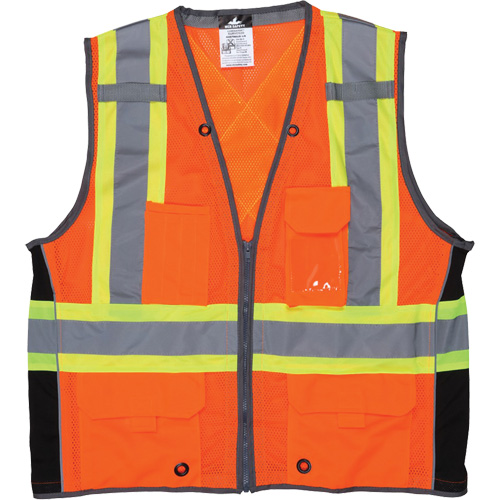 Veste de s&eacute;curit&eacute; pour arpenteur, Orange haute visibilit&eacute;, Grand, Polyester Auto-Cam