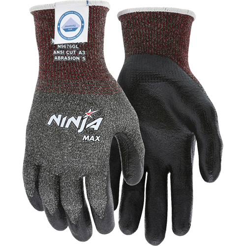 Ninja&reg; Max Cut Resistant Gloves, Size Large, 10 Gauge, Bi-Polymer Coated, Dyneema&reg; Shell, ASTM ANSI Level A3 Auto-Cam