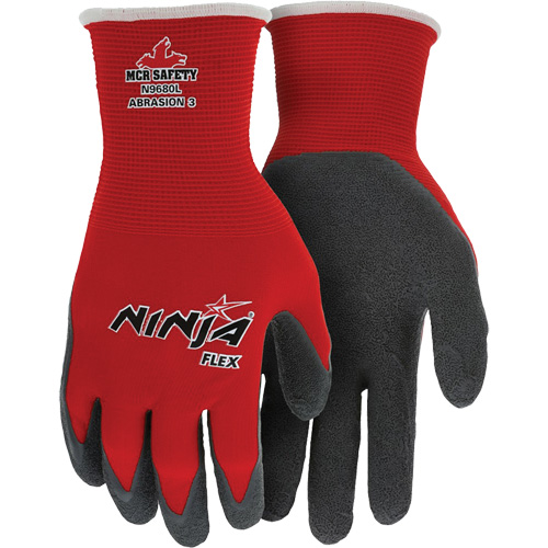 Gants enduits Flex Ninja, Grand, R&ecirc;vetement Latex de caoutchouc, Calibre 15, Enveloppe en Nylon Auto-Cam