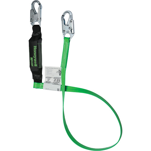 Energy-Absorbing Lanyard, 6', Locking Snap Hook Center, Locking Snap Hook Leg Ends, Polyester Auto-Cam