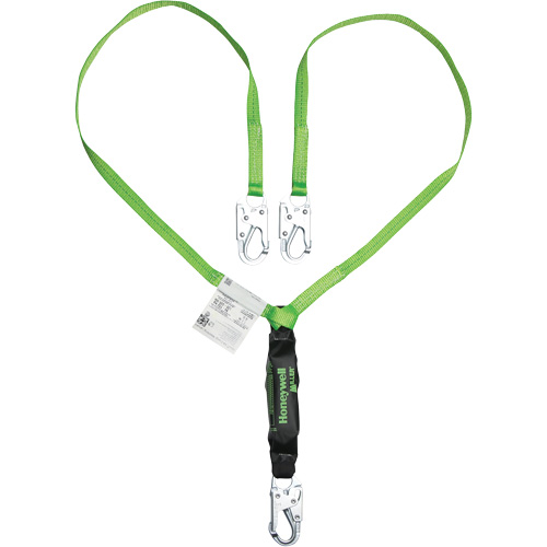 Miller&reg; HP Shock-Absorbing Lanyard, 6', Locking Snap Hook Center, Locking Snap Hook Leg Ends, Polyester Auto-Cam