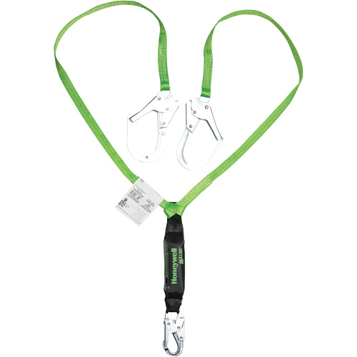 Miller&reg; HP Shock-Absorbing Lanyard, 6', Scaffold Hook Center, Locking Snap Hook Leg Ends, Polyester Auto-Cam