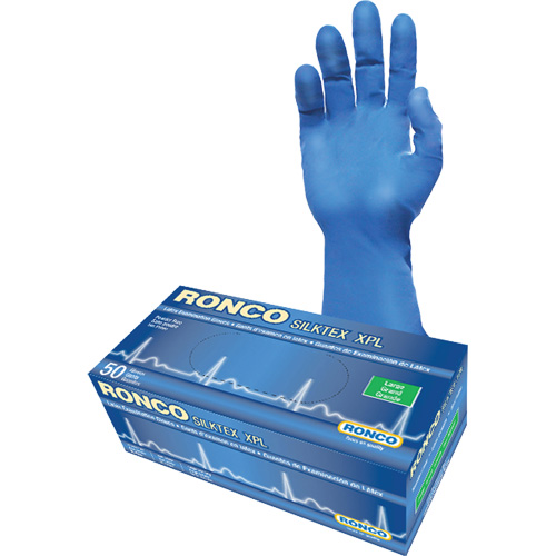 SilkTex XPL Extra-Long Examination Glove, Large, Latex, 13-mil, Powder-Free, Blue, Class 2 Auto-Cam
