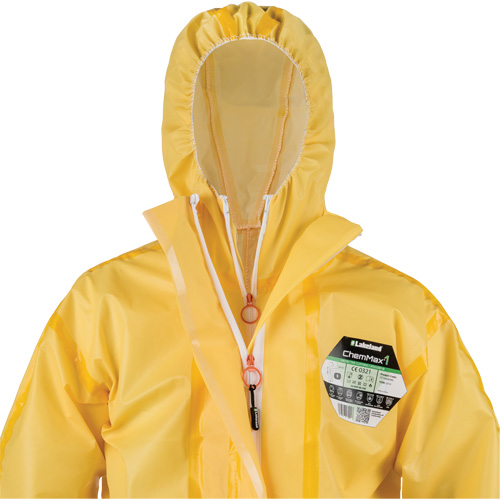 ChemMax&reg; 1 Coveralls, Polyethylene/Polypropylene, 4X-Large, Yellow Auto-Cam
