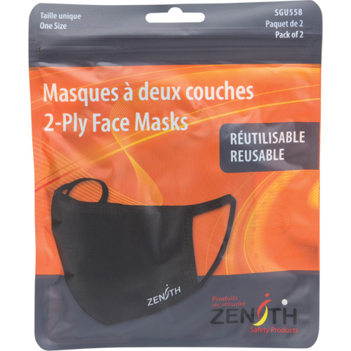 Masques r&eacute;utilisable &agrave; deux couches, Polyester, Noir Auto-Cam