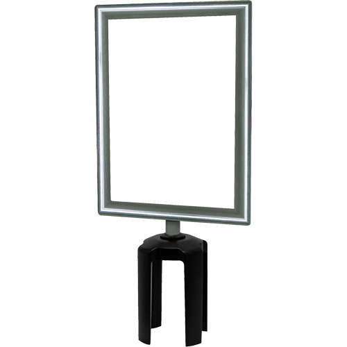 Porte-enseigne vertical robuste avec adaptateur pour poteaux Tensabarrier, Chrome poli Auto-Cam