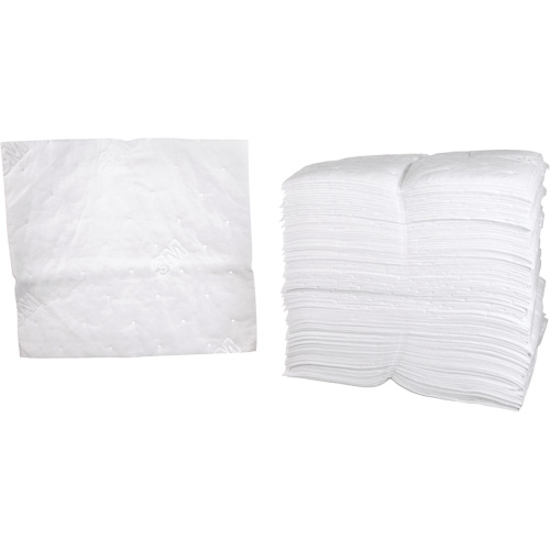 Feuilles absorbantes p&eacute;trochimiques, Huile seulement, 19" x 17", 38,7 gal. d'absorption Auto-Cam