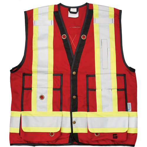 Open Road&reg; Surveyor Vest, Red, Large, Polyester Auto-Cam