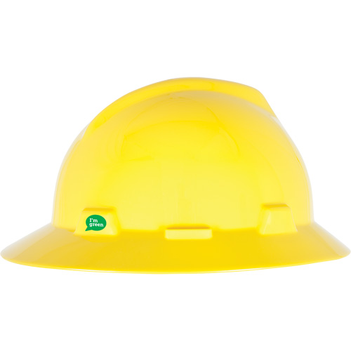 Casque de s&eacute;curit&eacute; &agrave; bord complet V-Gard GREEN avec fentes, R&eacute;pond aux normes CSA type 1, Suspension Rochet Auto-Cam