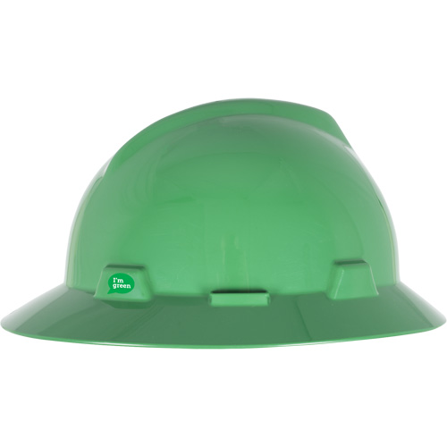 Casque de s&eacute;curit&eacute; &agrave; bord complet V-Gard GREEN avec fentes, R&eacute;pond aux normes CSA type 1, Suspension Rochet Auto-Cam