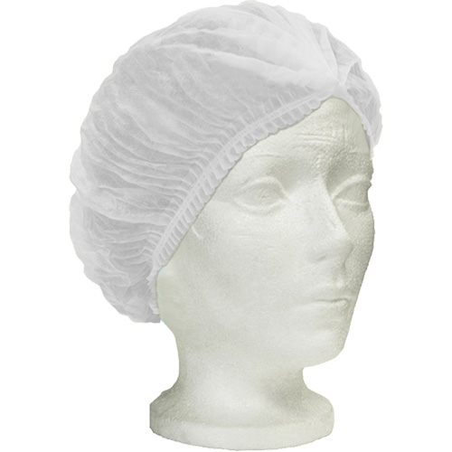 Bonnet bouffant pliss&eacute; Ronco Care, Polypropyl&egrave;ne, 24", Blanc Auto-Cam