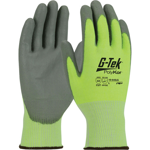 G-Tek&reg; PolyKor&reg; Cut Resistant Gloves, Small, 13 Gauge, Polyurethane Coated, ASTM ANSI Level A5/EN 388 Level E Auto-Cam