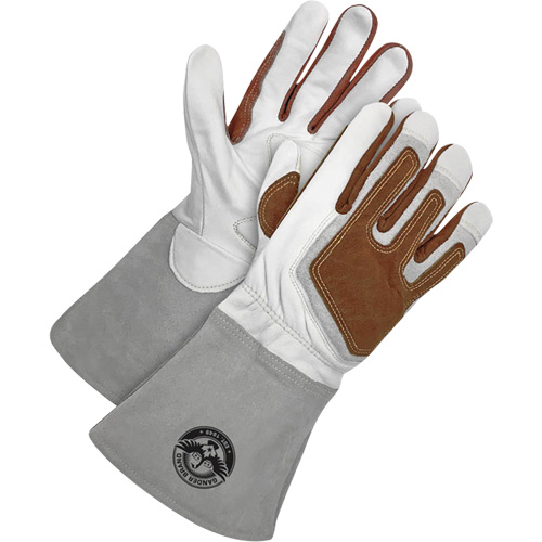 Gants de soudage &agrave; l'arc TIG Gander Brand avec renfort thermique, Cuir fleur de ch&egrave;vre, Taille Petit Auto-Cam