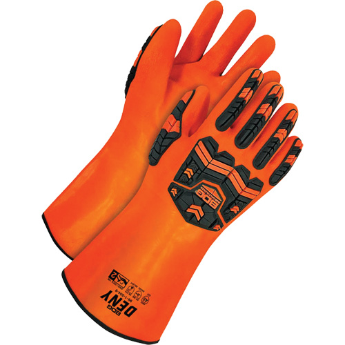Deny Chemical Resistant Gloves, Size 9, 14" L, PVC, Terry Cloth Inner Lining Auto-Cam