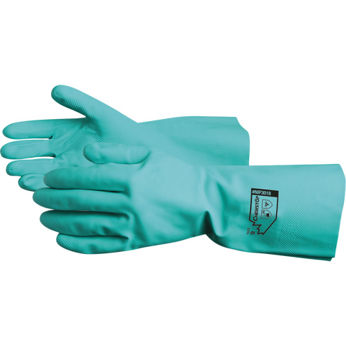 Chemstop Chemical Resistant Gloves, Size 7, 12" L, Nitrile, Flock-Lined Inner Lining, 15-mil Auto-Cam