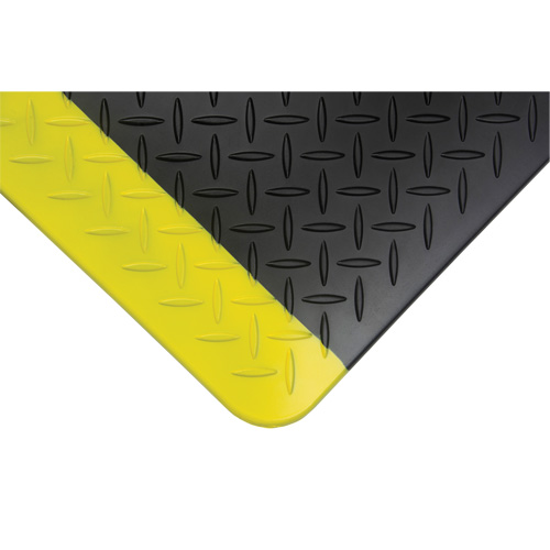 Tapis antifatigue, Losange, 1-2/3' x 3-1/4' x 3/4", Noir/Jaune, Polyur&eacute;thane Auto-Cam