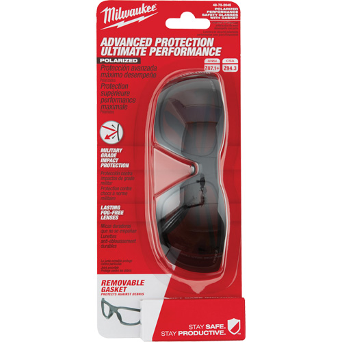 Performance Safety Glasses with Gasket, Black Lens, Polarized, Meets/Exceeds CSA Z94.3 Auto-Cam