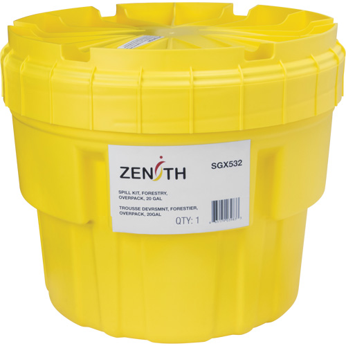 Trousse d'&eacute;quipement de lutte contre les d&eacute;versements, Huile seulement/Universel, Overpack, Absorbance de 20 gal. US Auto-Cam