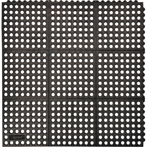 Tapis antifatigue &agrave; imbrication Cushion-Ease 550, &agrave; fentes, 3' x 3' x 3/4", Noir, Caoutchouc Auto-Cam
