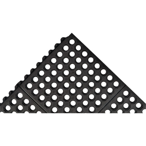 Tapis antifatigue &agrave; imbrication Cushion-Ease 550, &agrave; fentes, 3' x 3' x 3/4", Noir, Caoutchouc Auto-Cam